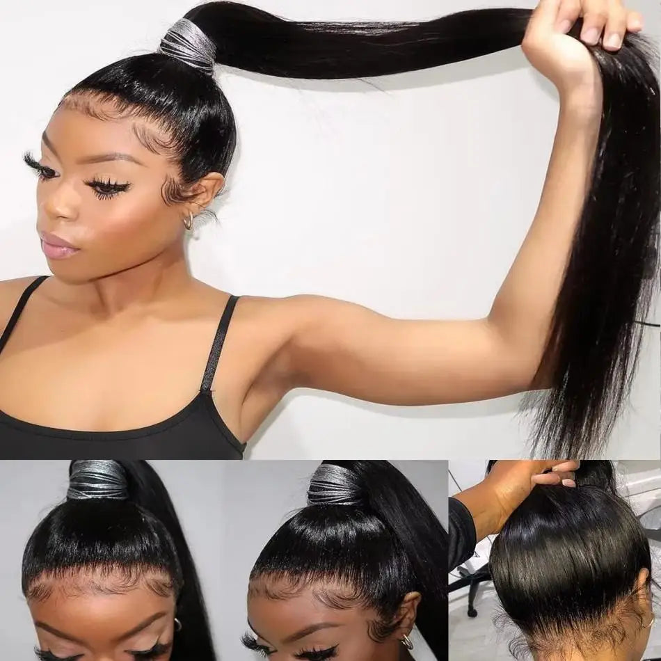 Hd 360 Full Lace Wig 100% Human Hair Pre Plucked Hd Lace Wig Human Hair Wigs 36 Inch Bone Straight Lace Frontal Wig For Women