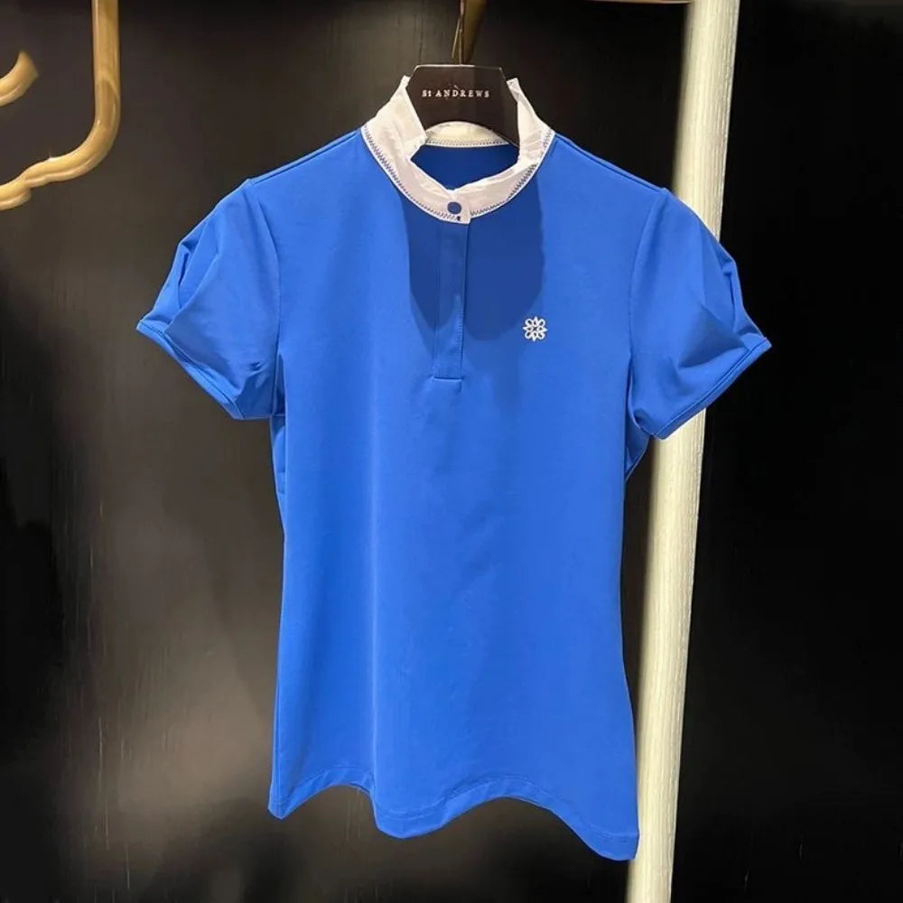 Korea ST ANDREWS Women Golf Clothing Summer Breathable Tracksuit Polo Shirt Leisure Fashion T-shirt Outdoor Sport Short Sleeve