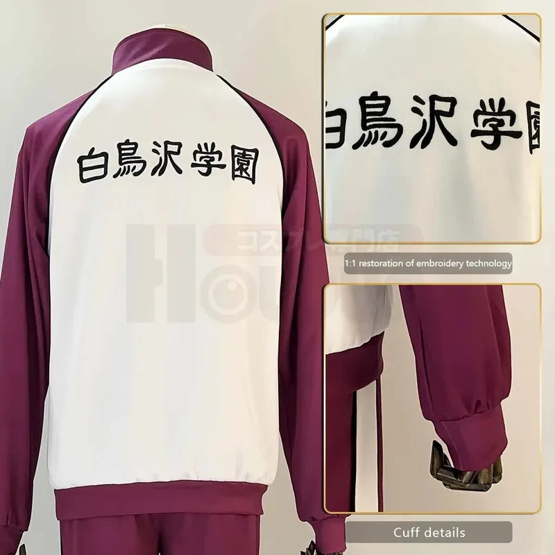DY2025HOLOUN Haiky Anime Shiratorizawa School Uniform Shirabu Kenjiro Cosplay Costume Embroidery Full-zip Tracksuit Daily Wearin
