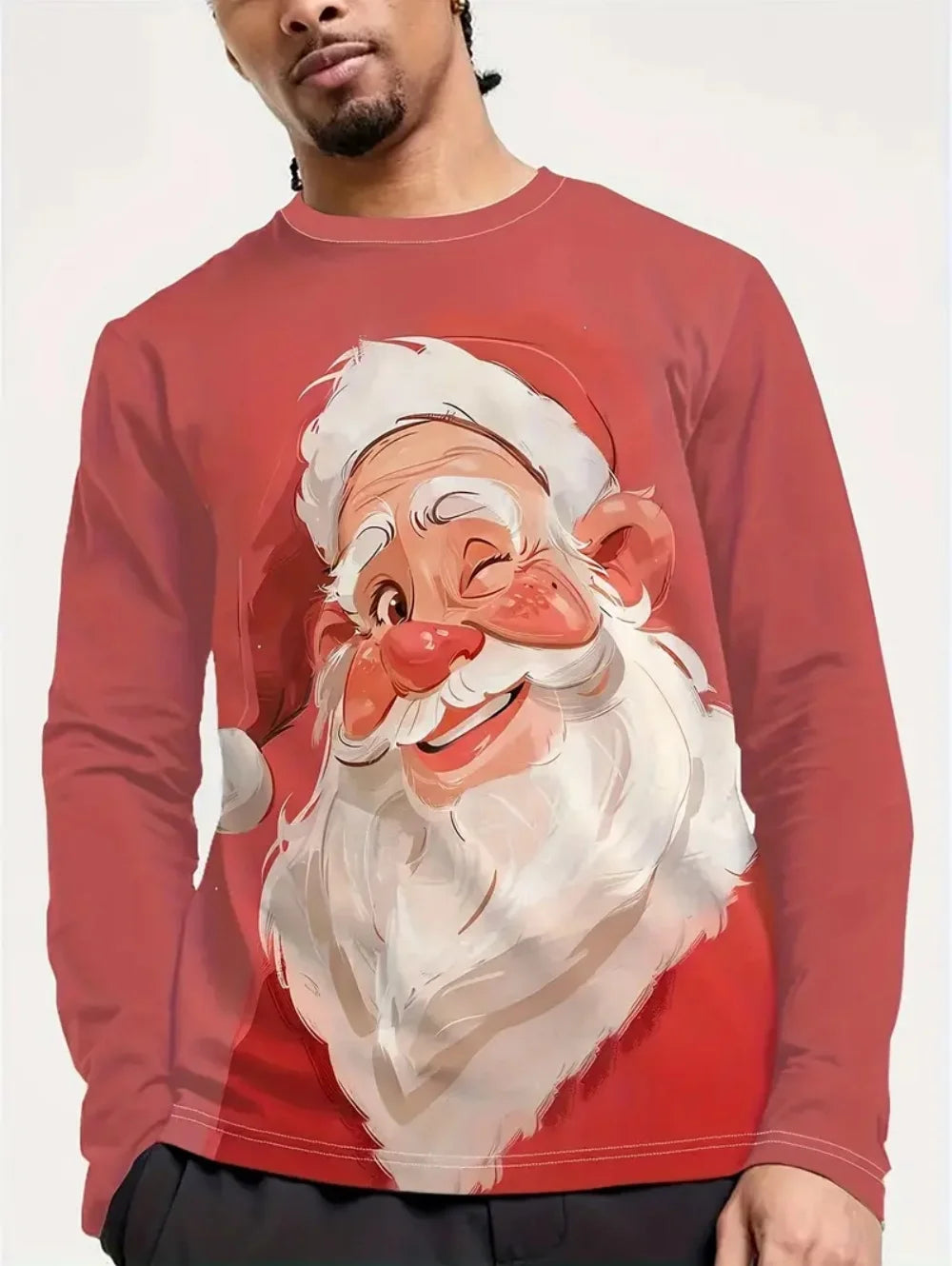 New Santa Claus Skateboarding Men's Long Sleeve T-shirt Trend Street Men's Clothing Funny Tee Spring And Autumn Casual Men's Top