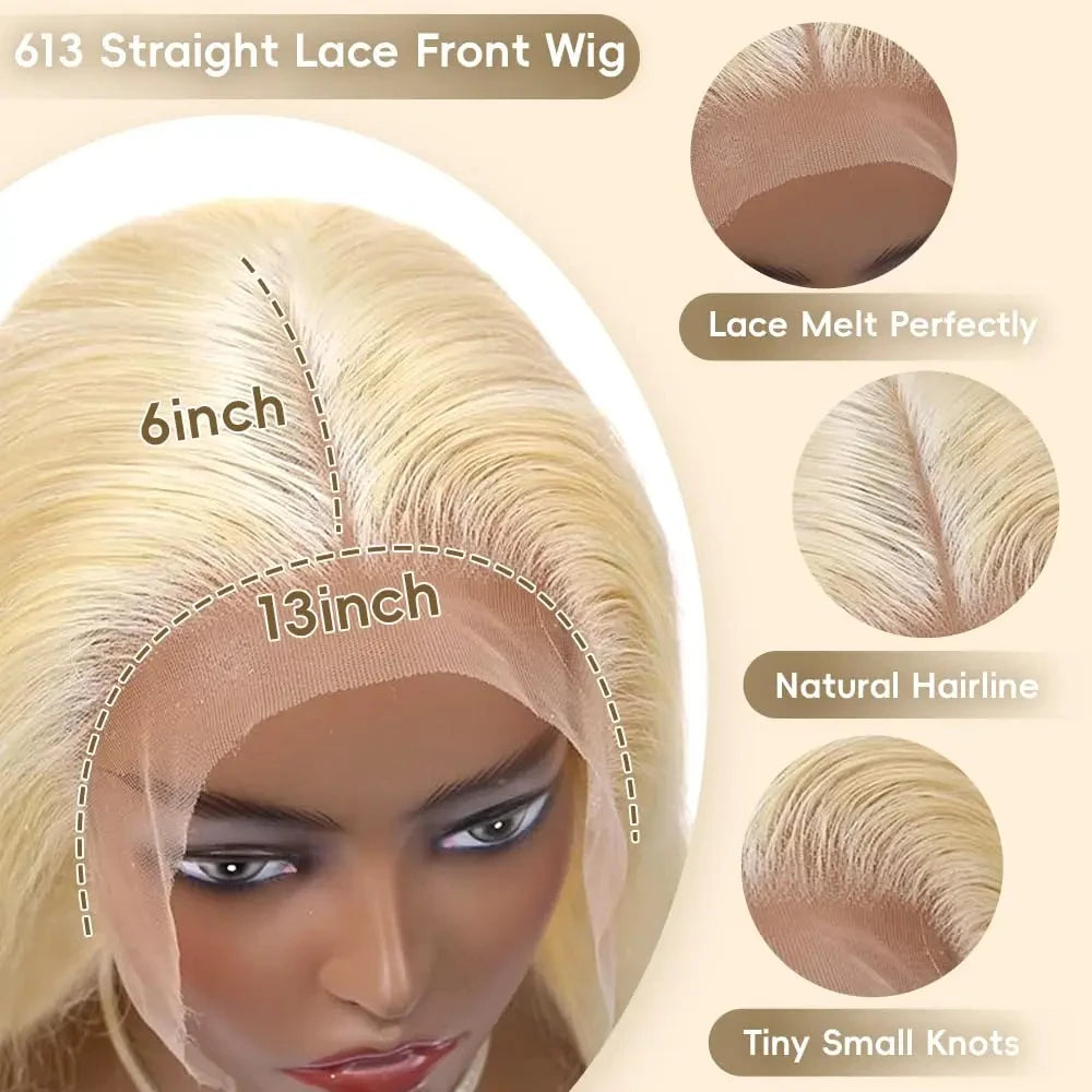 Wewave Straight Hd Lace Frontal Wig 13x6 Blonde Wig 613 38 Inch Wigs Human Hair Hd Frontal 13x4 Bleached Knoted For Woman