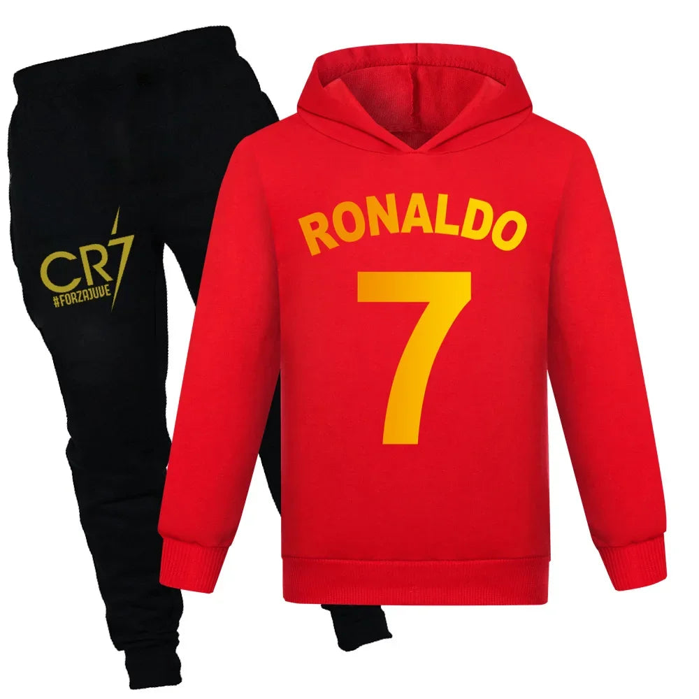 CR7 Series Clothes Kids Autumn Hooded Boys Summer T-shirt Girls Tracksuit Sportswear Hoodies and Pant Set  Children's Pajamas