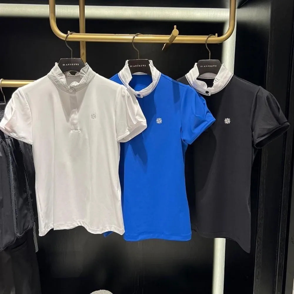 Korea ST ANDREWS Women Golf Clothing Summer Breathable Tracksuit Polo Shirt Leisure Fashion T-shirt Outdoor Sport Short Sleeve
