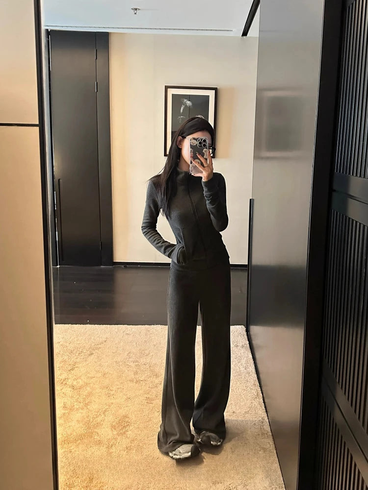 Tracksuits Sportwear Sets Skirt Women Winter V-neck Vintage 2 Piece Suits Pullover Knitted Pullover Skirt Korean Fashion
