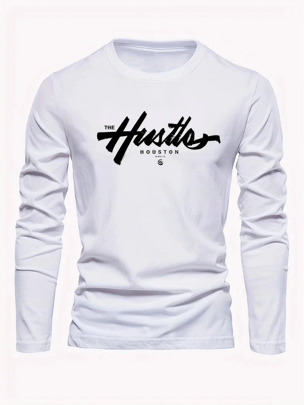 Spring Autumn Casual Long Sleeve T-shirt English Letter Printed Tee Classic Basic Tops Daily Loose O-neck Pullover Male Clothing