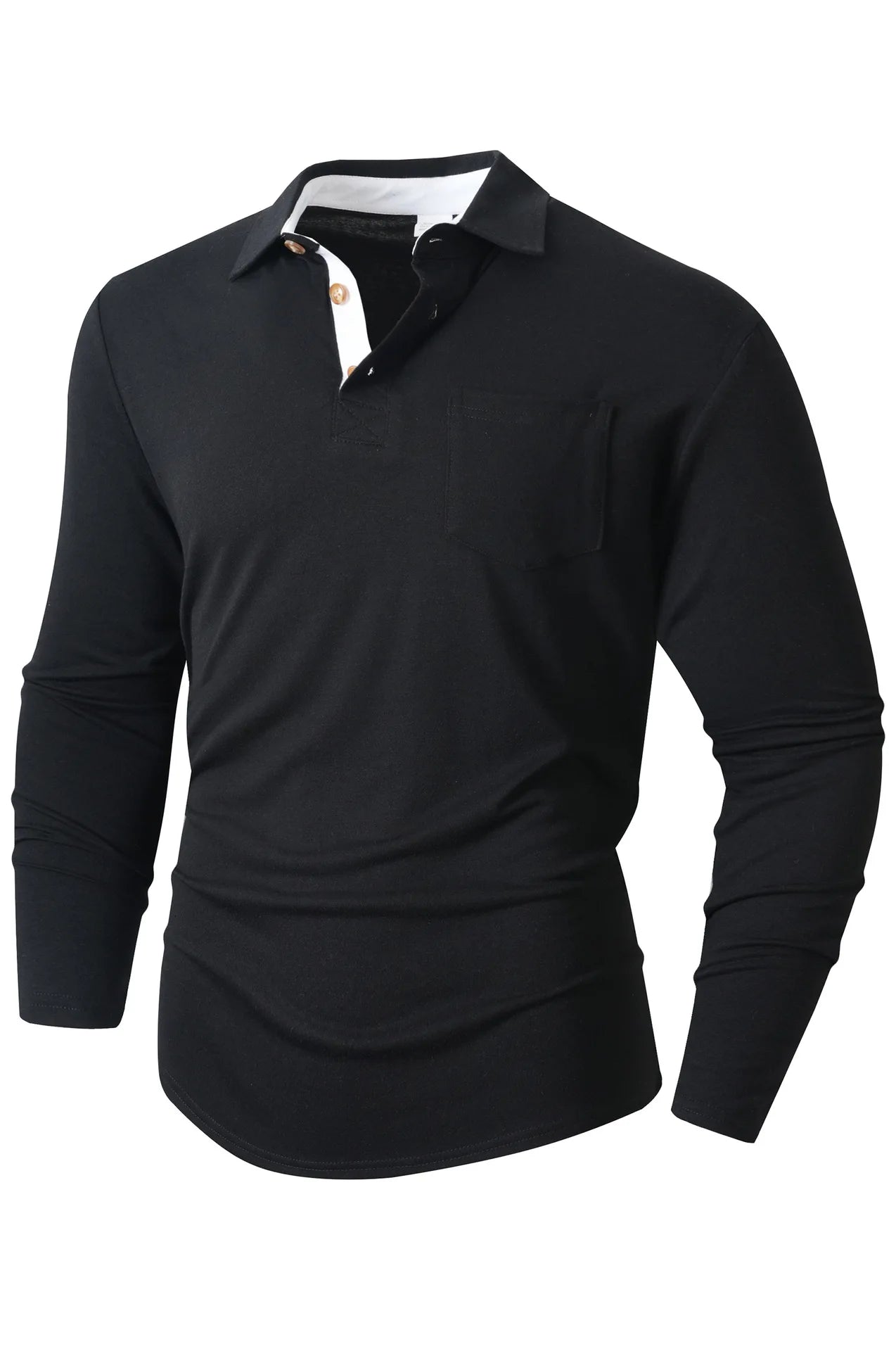 Autumn and Winter Men's Long-sleeved Lapel T-shirt Men's POLO Shirt Tops Bottoming Shirt