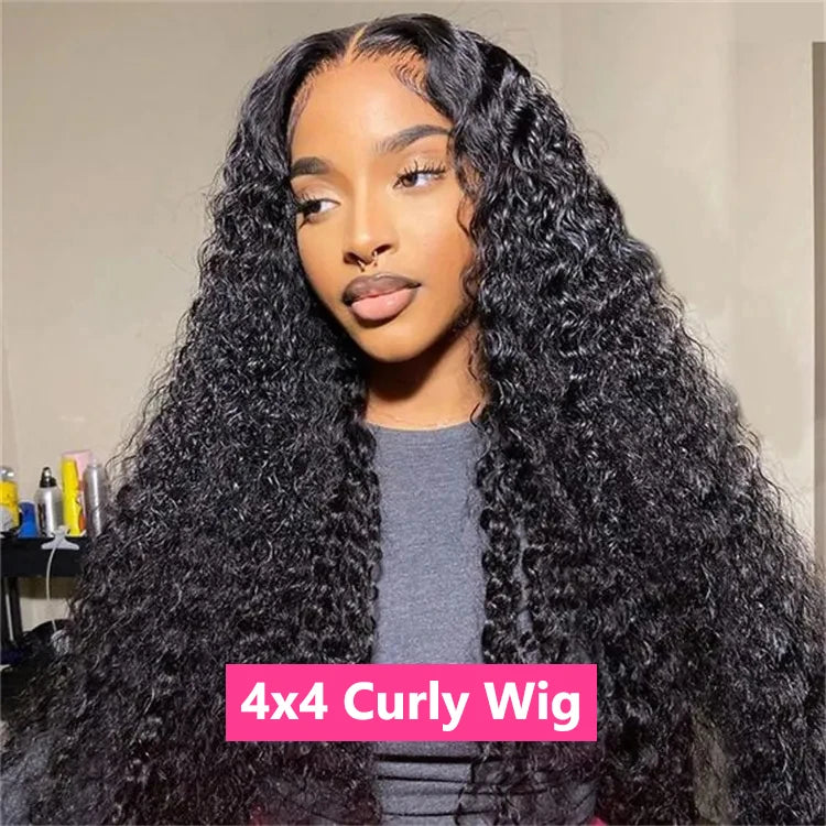 Deep Wave 13x6 13x4 Lace Frontal Human Hair Wigs Deep Curly 13x4 Lace Human Hair Wig For Black Woman 100% Brazilian Remy Hair