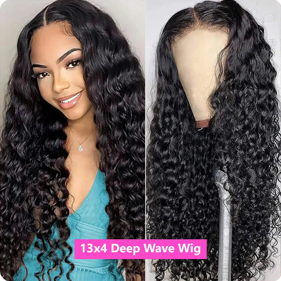 Deep Wave 13x6 13x4 Lace Frontal Human Hair Wigs Deep Curly 13x4 Lace Human Hair Wig For Black Woman 100% Brazilian Remy Hair