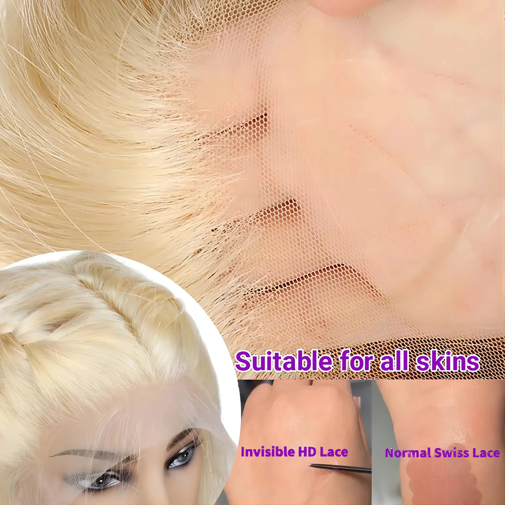 Body Wave Wig 200% Density 613 Hd Lace Frontal Wig 13x6 Blonde Human Hair Wig Bleached Knoted Brazilian Hair Wigs