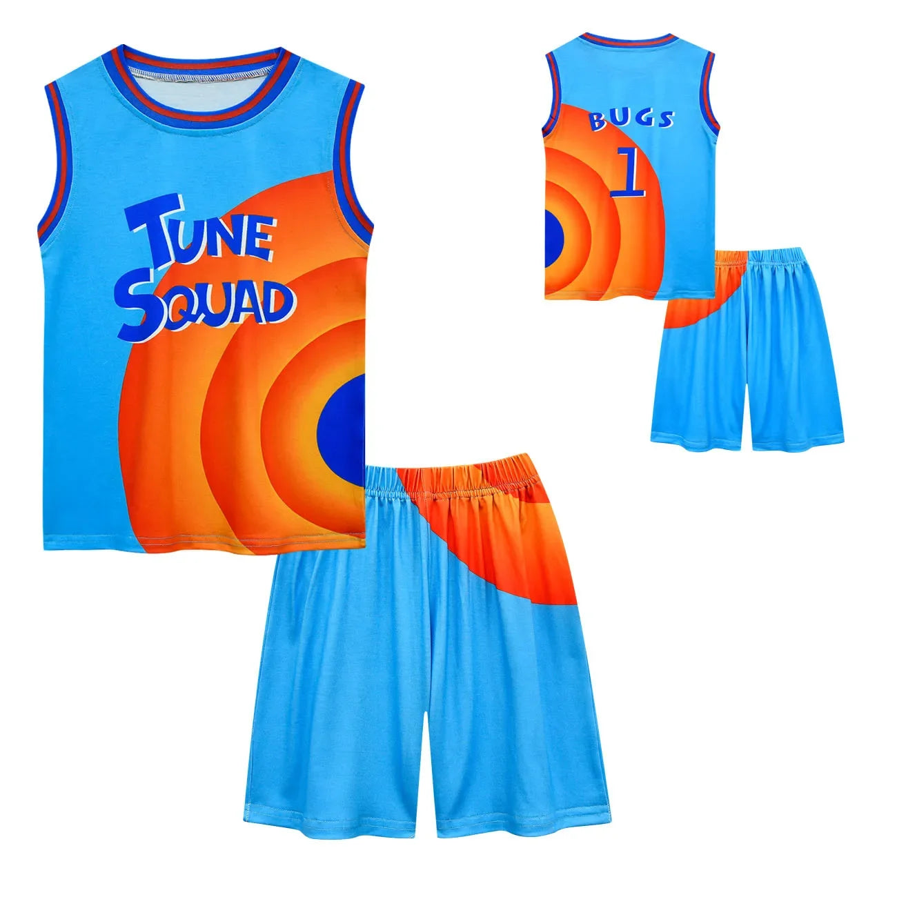 72th Anime Boys & Girls Space Jam 2 Tune Squad Basketball Jersey Set - Kids Sports Cosplay Vest & Shorts Tracksuit Unifo