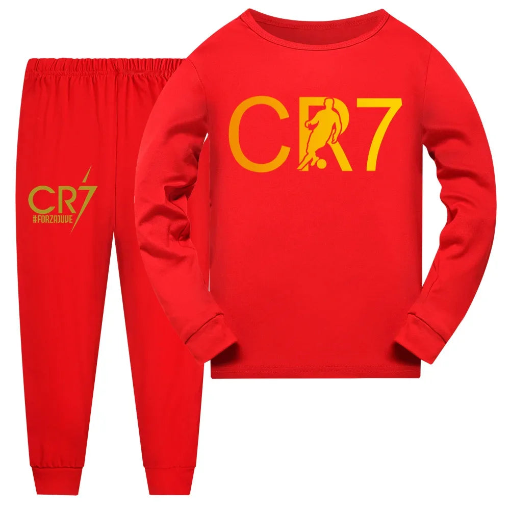 CR7 Series Clothes Kids Autumn Hooded Boys Summer T-shirt Girls Tracksuit Sportswear Hoodies and Pant Set  Children's Pajamas
