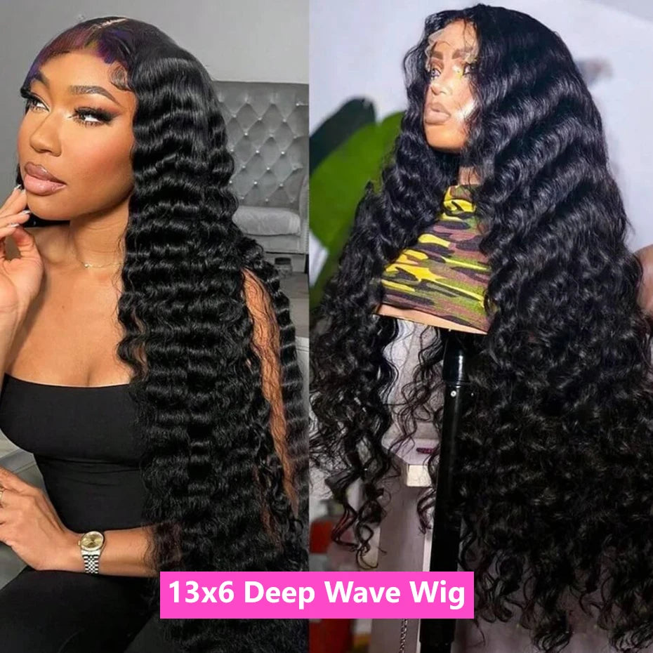Deep Wave 13x6 13x4 Lace Frontal Human Hair Wigs Deep Curly 13x4 Lace Human Hair Wig For Black Woman 100% Brazilian Remy Hair