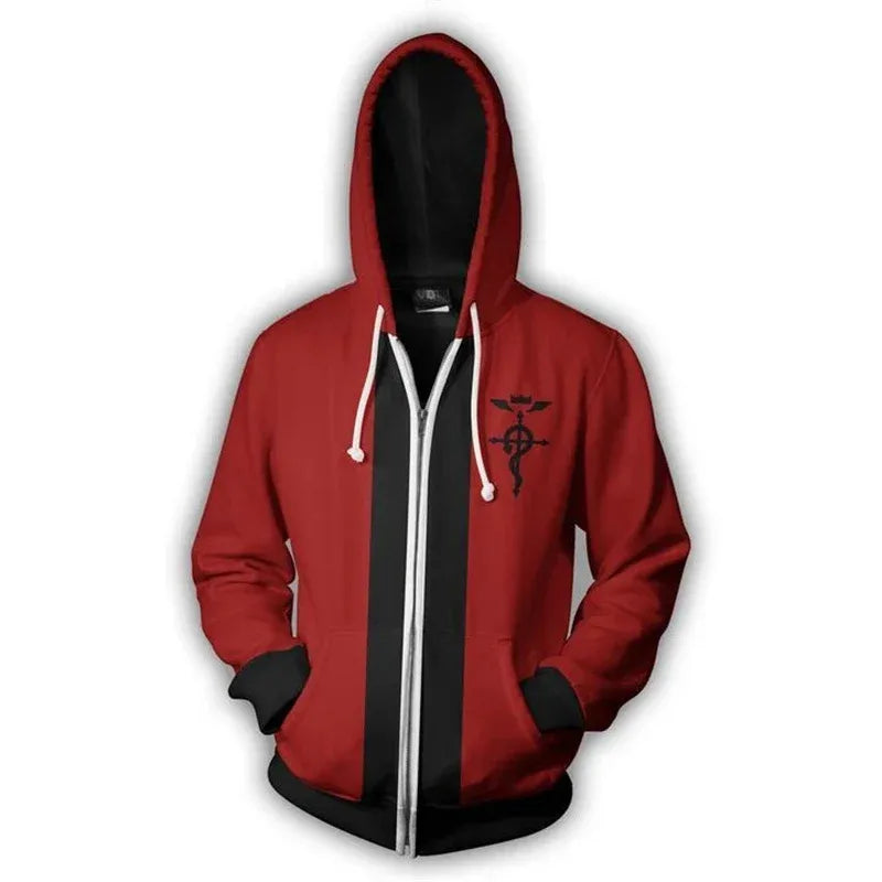 2025 New Fullmetal Alchemist Edward Elric's Autumn Zipper Jacket Hoodie Coat Anime Cosplay Sweatshirts Tracksuits Tops Cl ☆wrl☆