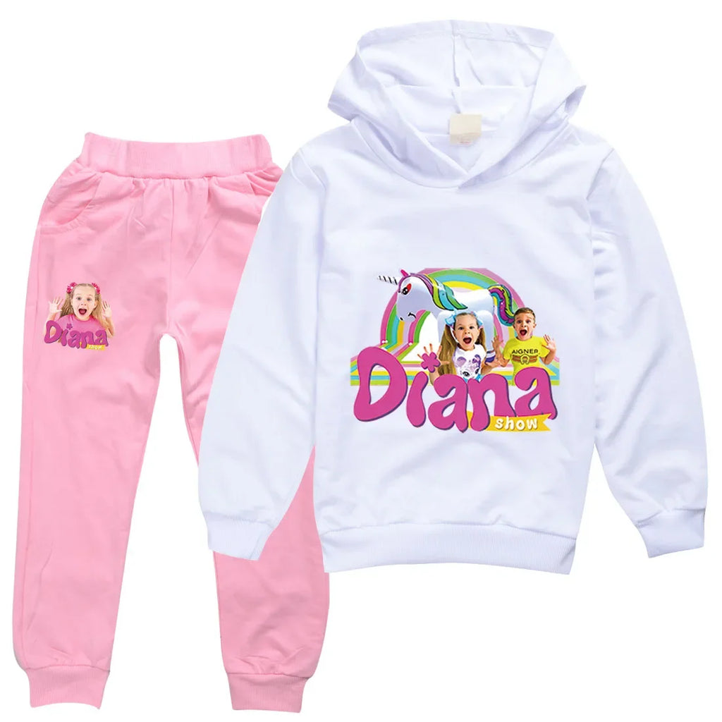 AIAI 2025Diana and Roma Show Clothes Kids Autumn Clothing Baby Girls Cartoon Hoodies Pants Sets Toddler Boys Casual Tracksuit