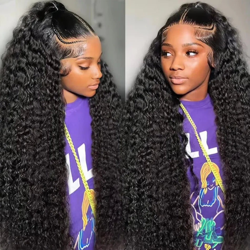 40 Inch Deep Wave 13X6 Hd Lace Frontal Wig 250 Density Preplucked Brazilian Hair Wigs Water Wave Curly 100% Human Hair For Women