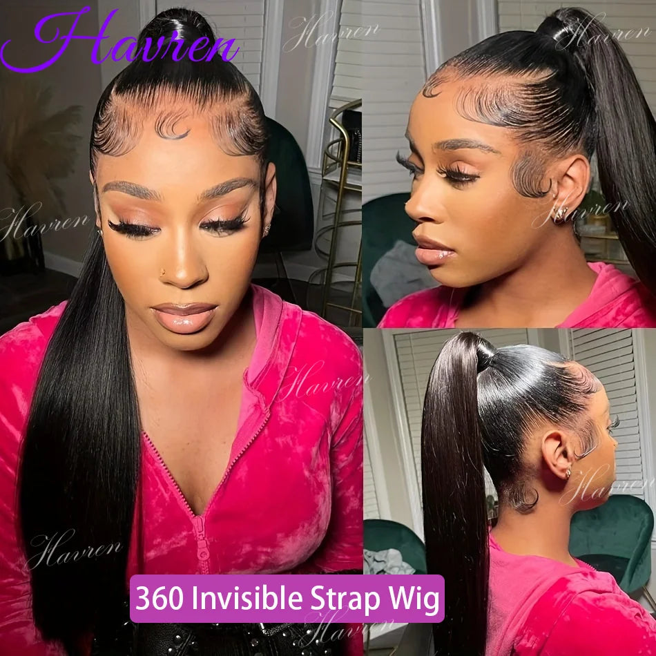Hd 360 Full Lace Wig 100% Human Hair Pre Plucked Hd Lace Wig Human Hair Wigs 36 Inch Bone Straight Lace Frontal Wig For Women