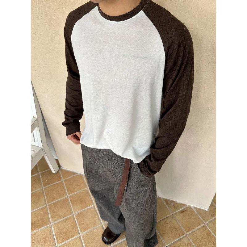EME Merino Wool Long Sleeve Retro Basic Casual Crew Neck Raglan Sleeve Base Shirt T-Shirt Top for Men and Women