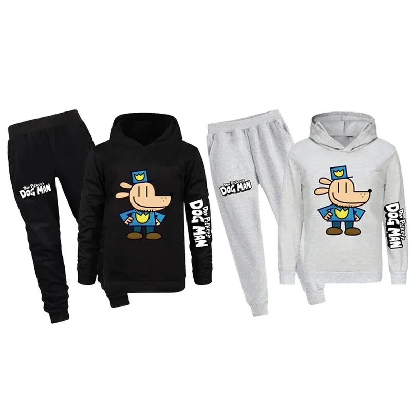 Dog Man Kids Costume Boys Fashion Hoodies and Pants Set Anime Dogman Long Sleeve Sweatshirts Spring Autumn Sportswear Tracksuits