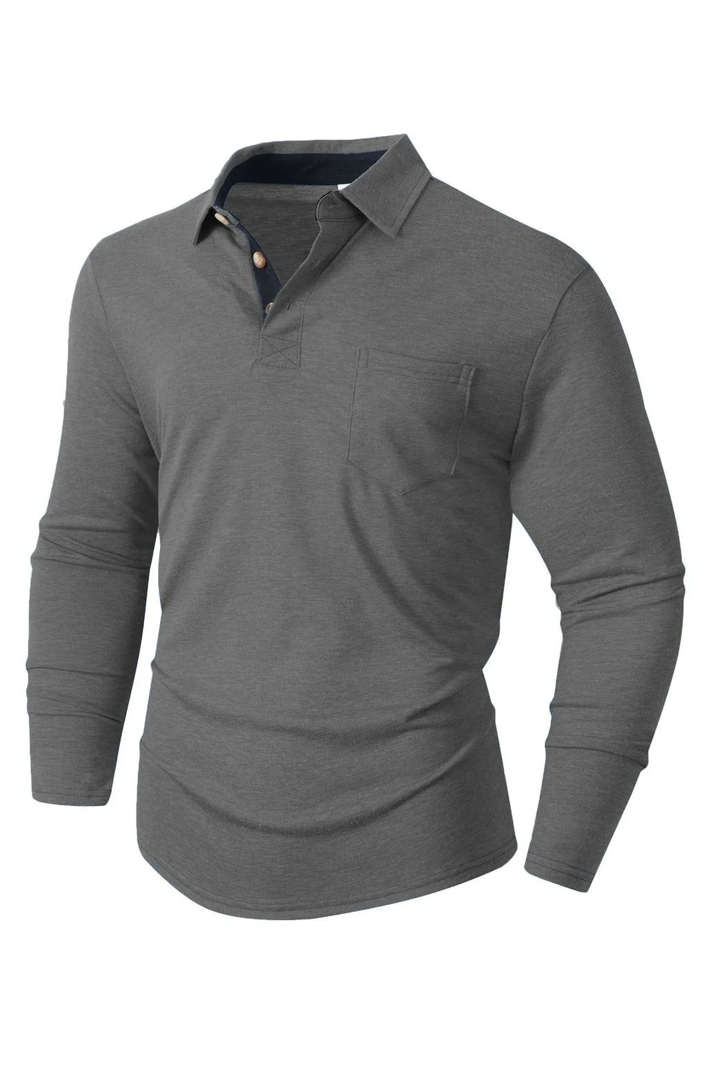 Autumn and Winter Men's Long-sleeved Lapel T-shirt Men's POLO Shirt Tops Bottoming Shirt