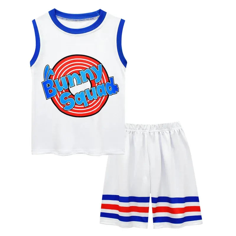72th Anime Boys & Girls Space Jam 2 Tune Squad Basketball Jersey Set - Kids Sports Cosplay Vest & Shorts Tracksuit Unifo