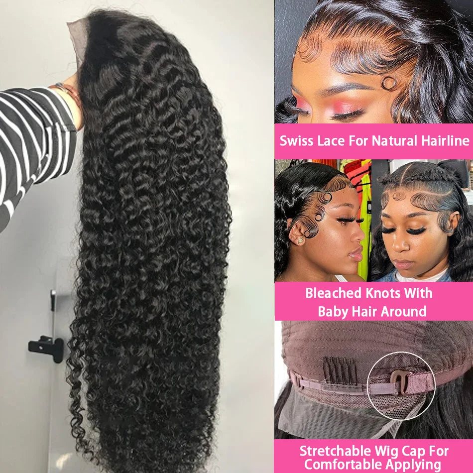 Deep Wave 13x6 13x4 Lace Frontal Human Hair Wigs Deep Curly 13x4 Lace Human Hair Wig For Black Woman 100% Brazilian Remy Hair