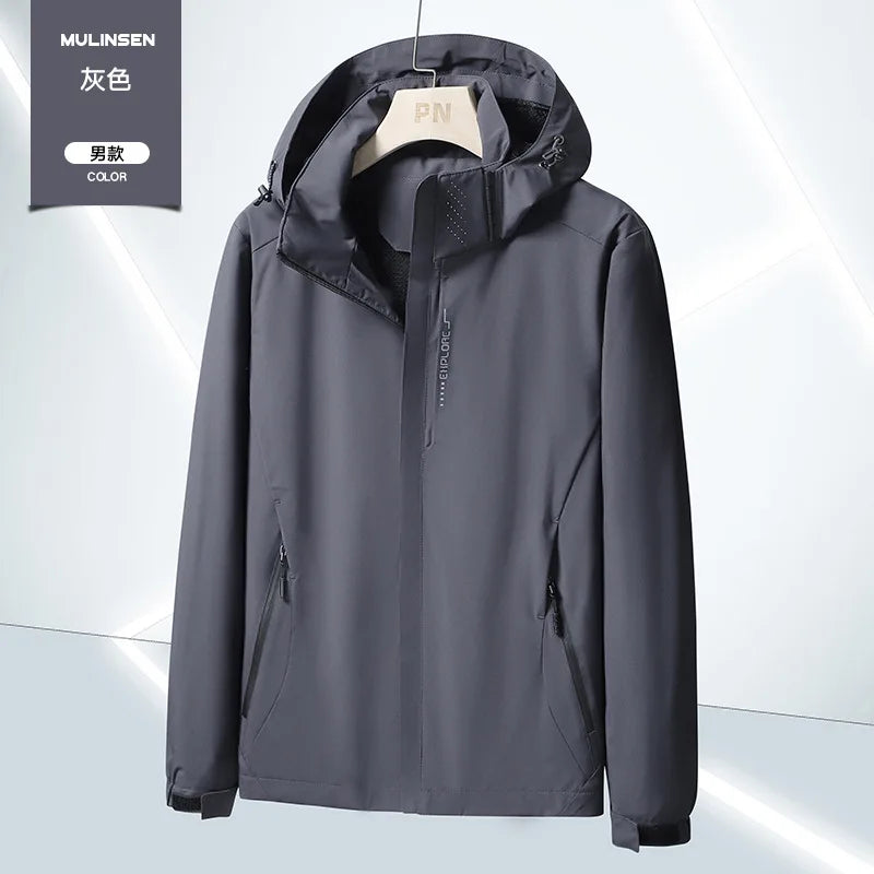 Pop Men Spring And Autumn Men 3-in-1 Casual Jacket Waterproof Sports Versatile Coat Men Baseball Jacket Camping Outdoor Peak Rob