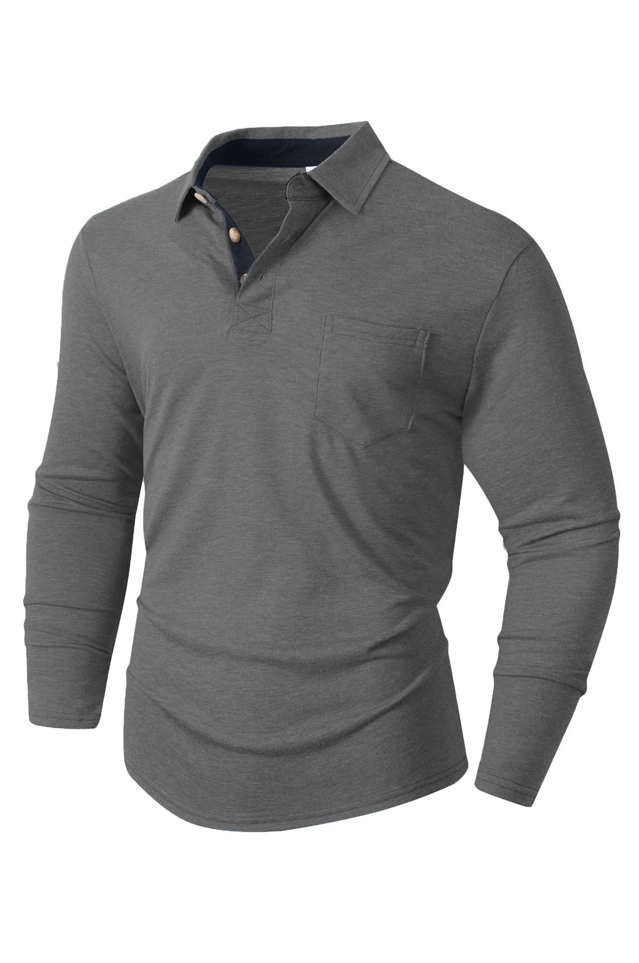 Autumn and Winter Men's Long-sleeved Lapel T-shirt Men's POLO Shirt Tops Bottoming Shirt