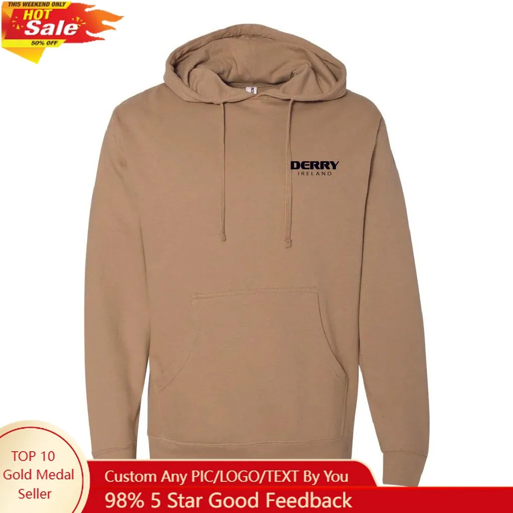 Derry Oversized Soft Pullover Hoodie Man Women Sweatshirt with Pockets Daily Wear Casual Hoodies for Outdoor Work Party