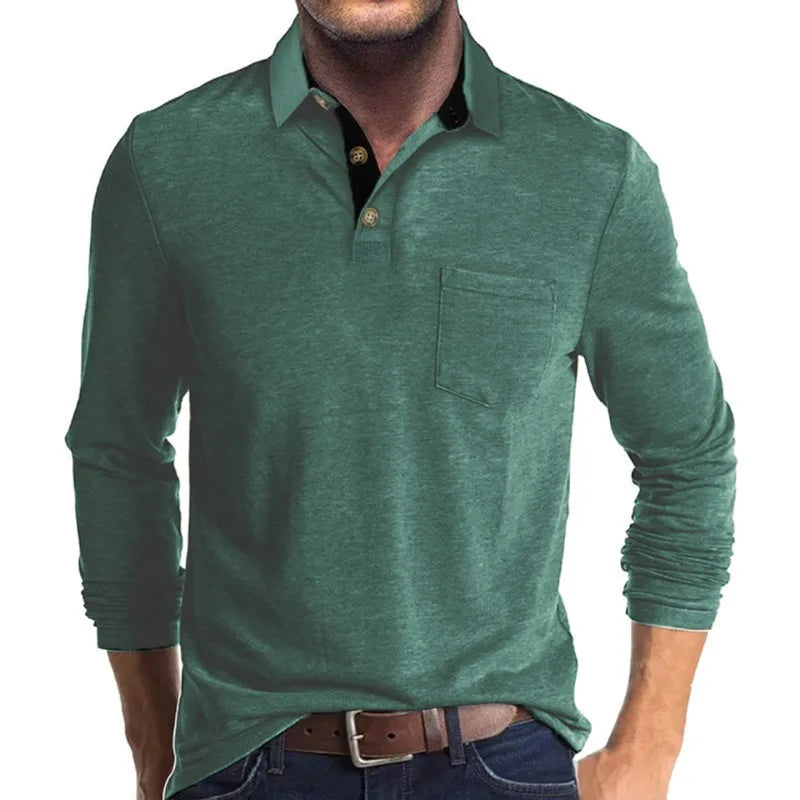 Autumn and Winter Men's Long-sleeved Lapel T-shirt Men's POLO Shirt Tops Bottoming Shirt