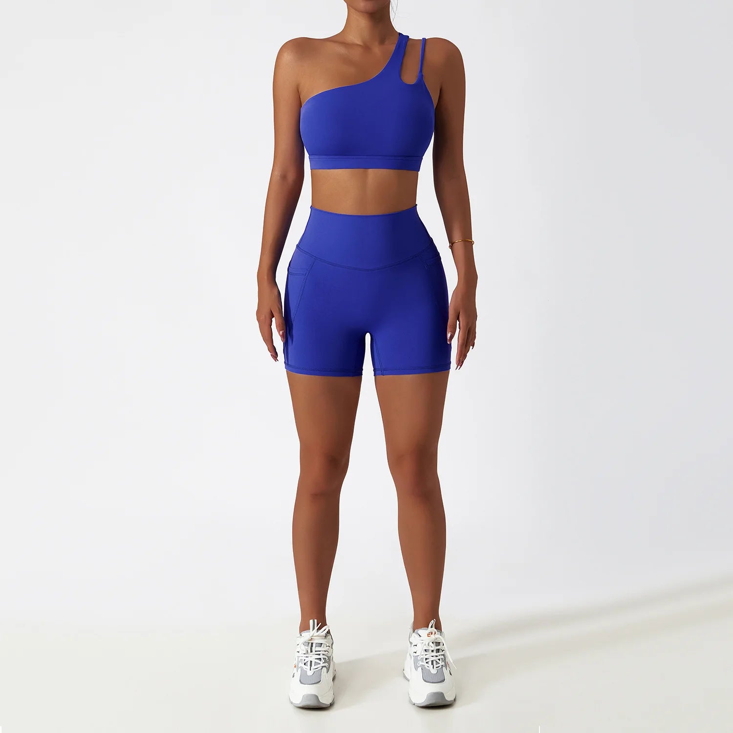 BIANHUI Sportswear Yoga Set Quick-Dry Tight Suit With Pocket Sports Women Tracksuits Asymmetric Shoulder Running Gym Leggings