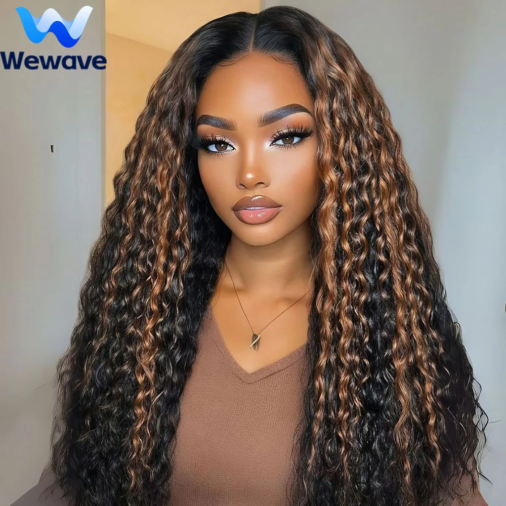 Wewave Curly Wigs 1b30 Highlight Wig Water Wave 36 Inch 13x6 Lace Front Human Hair Wig Human Hair Deep Wave Frontal Wig