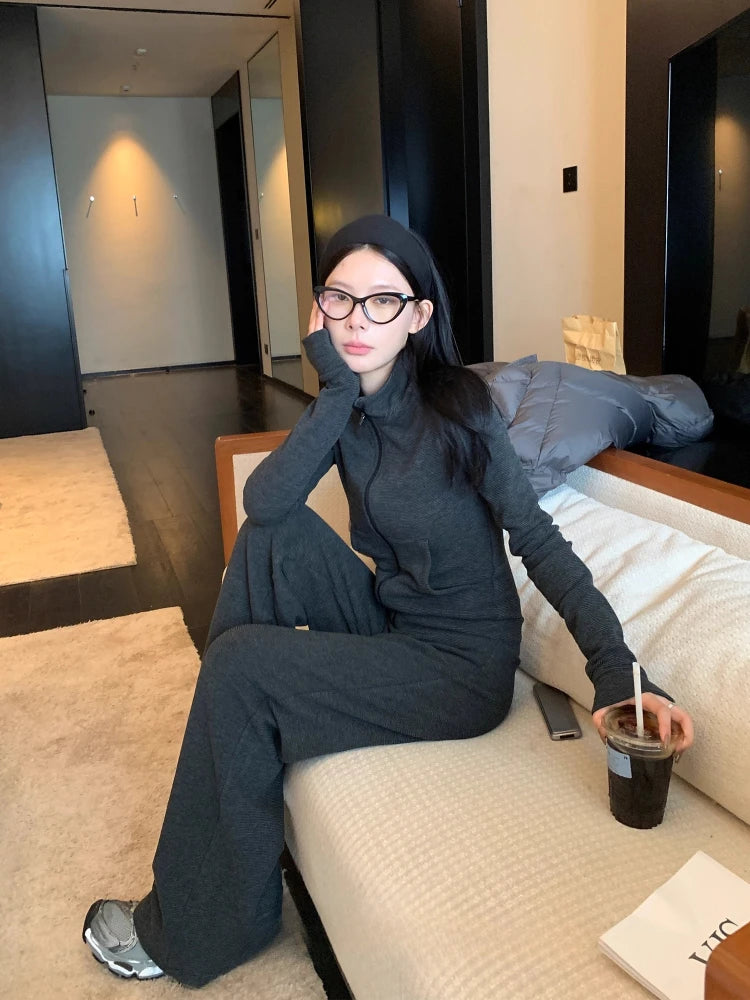 Tracksuits Sportwear Sets Skirt Women Winter V-neck Vintage 2 Piece Suits Pullover Knitted Pullover Skirt Korean Fashion