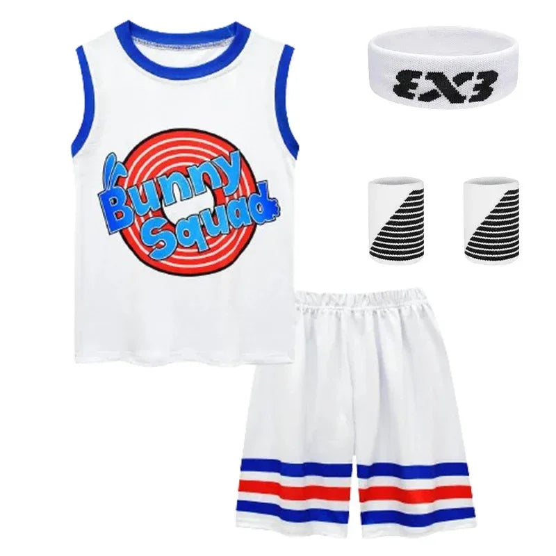 72th Anime Boys & Girls Space Jam 2 Tune Squad Basketball Jersey Set - Kids Sports Cosplay Vest & Shorts Tracksuit Unifo