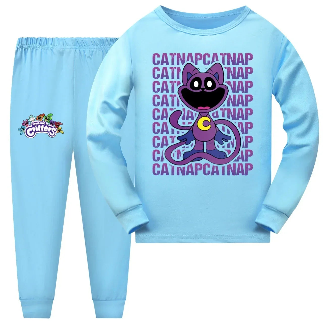 72th Anime Cosplay Smiling catnap child pajama set baby girls tracksuit teenage boys Long Sleeve T Shirt pants suit sleepwear