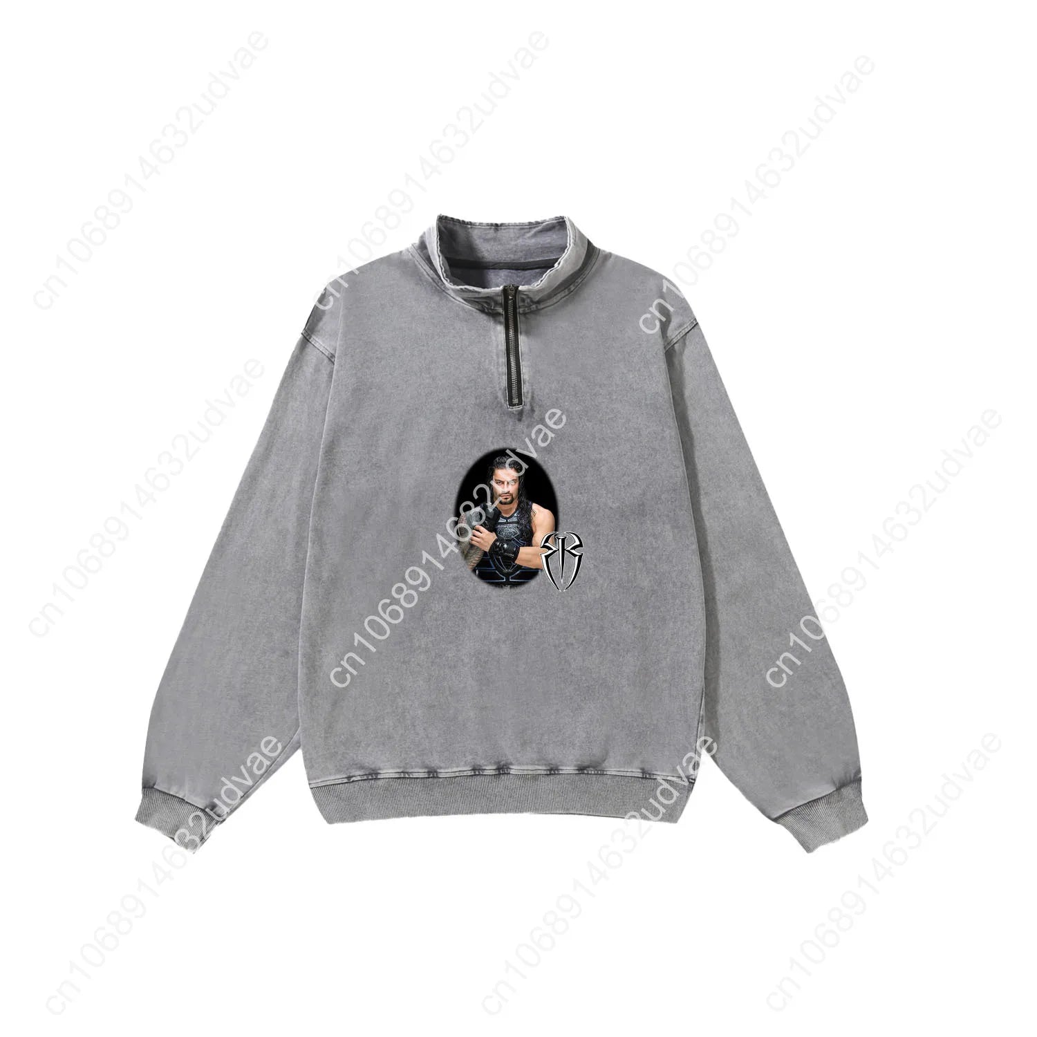 Roman Reigns Retro Sweatshirt Man Woman Teenager Vintage Pullover Half Zipper Sweat Shirt Photo Custom Made Tops Sleeved Tshirt