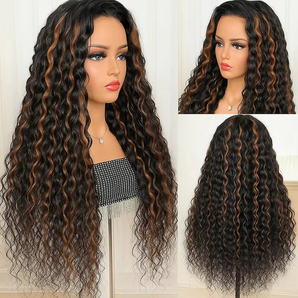 Wewave Curly Wigs 1b30 Highlight Wig Water Wave 36 Inch 13x6 Lace Front Human Hair Wig Human Hair Deep Wave Frontal Wig