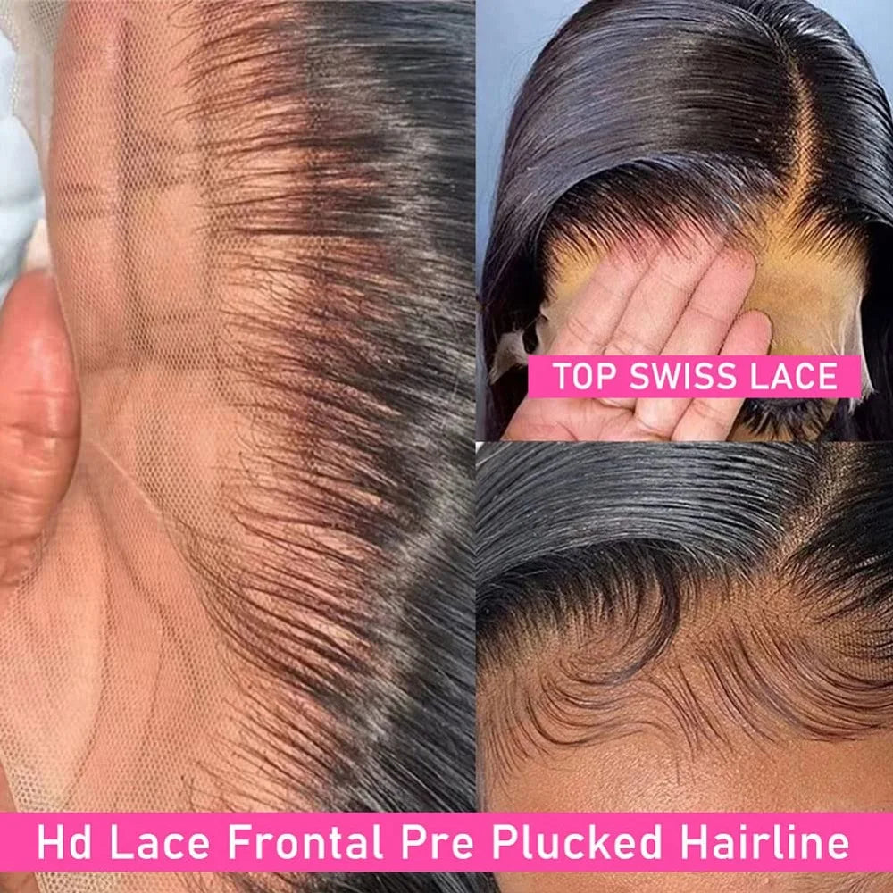 Stock Clearance 13x4 Transparent Lace Frontal Human Hair Wigs Straight Wig 200 Density Remy Pre Plucked Bleached Knots