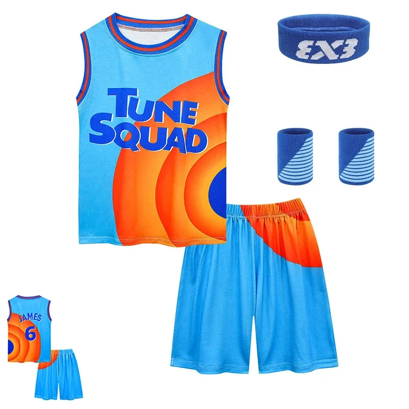 72th Anime Boys & Girls Space Jam 2 Tune Squad Basketball Jersey Set - Kids Sports Cosplay Vest & Shorts Tracksuit Unifo
