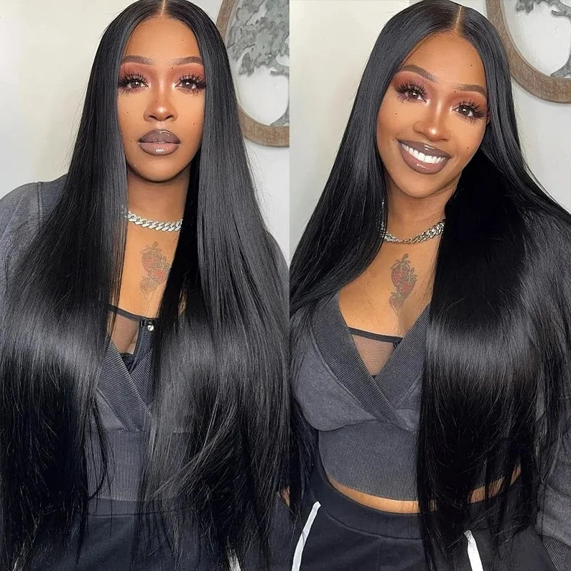 Stock Clearance 13x4 Transparent Lace Frontal Human Hair Wigs Straight Wig 200 Density Remy Pre Plucked Bleached Knots