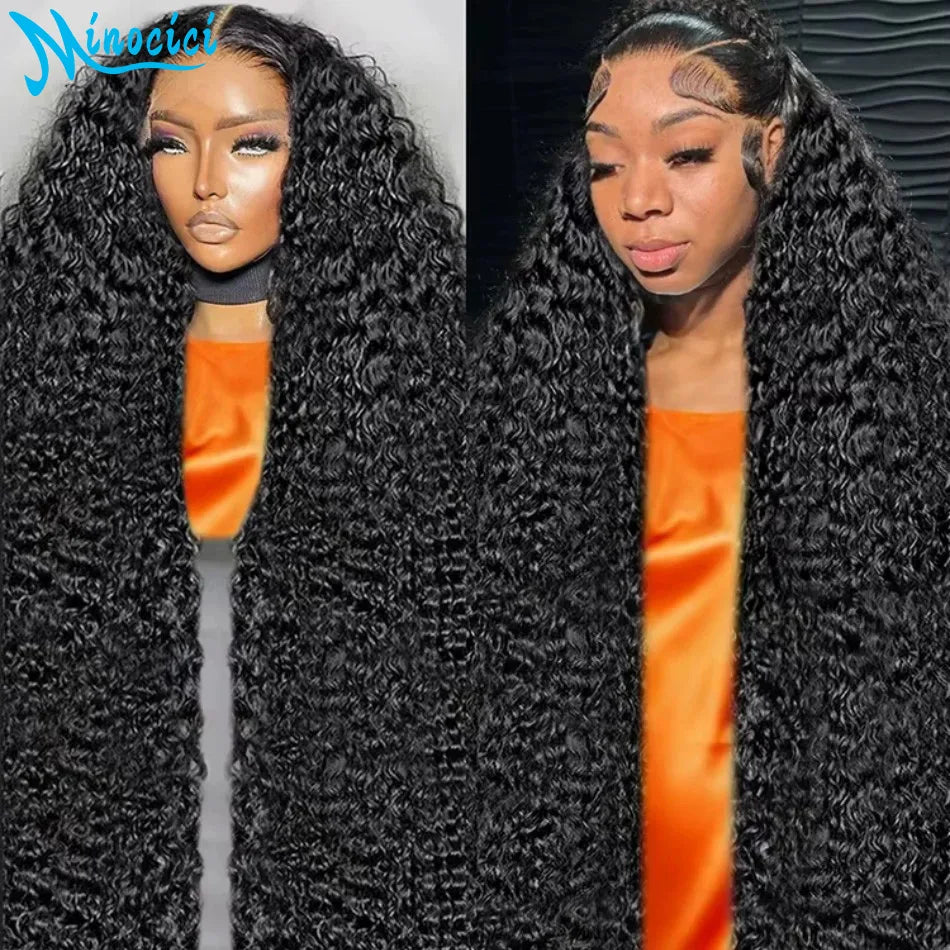 40 Inch Deep Wave 13X6 Hd Lace Frontal Wig 250 Density Preplucked Brazilian Hair Wigs Water Wave Curly 100% Human Hair For Women