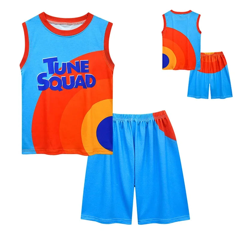 72th Anime Boys & Girls Space Jam 2 Tune Squad Basketball Jersey Set - Kids Sports Cosplay Vest & Shorts Tracksuit Unifo