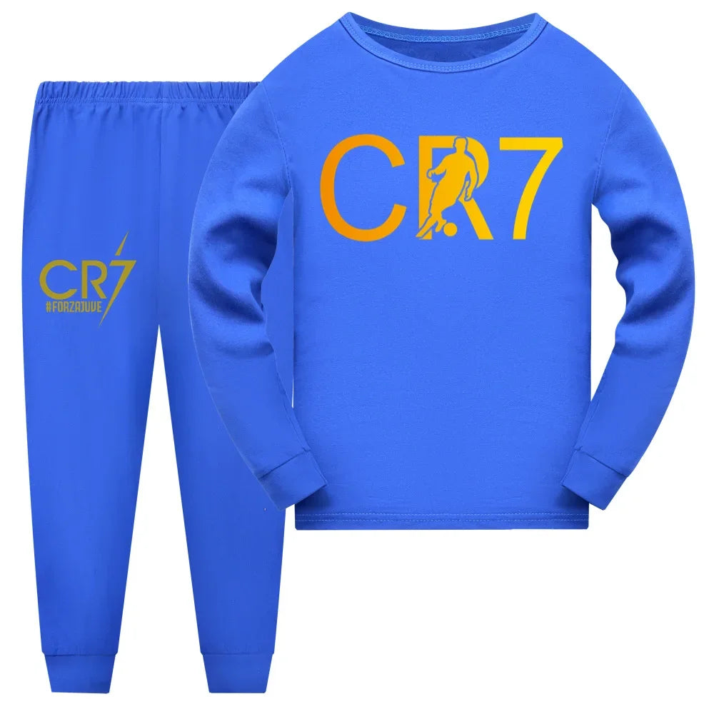 CR7 Series Clothes Kids Autumn Hooded Boys Summer T-shirt Girls Tracksuit Sportswear Hoodies and Pant Set  Children's Pajamas