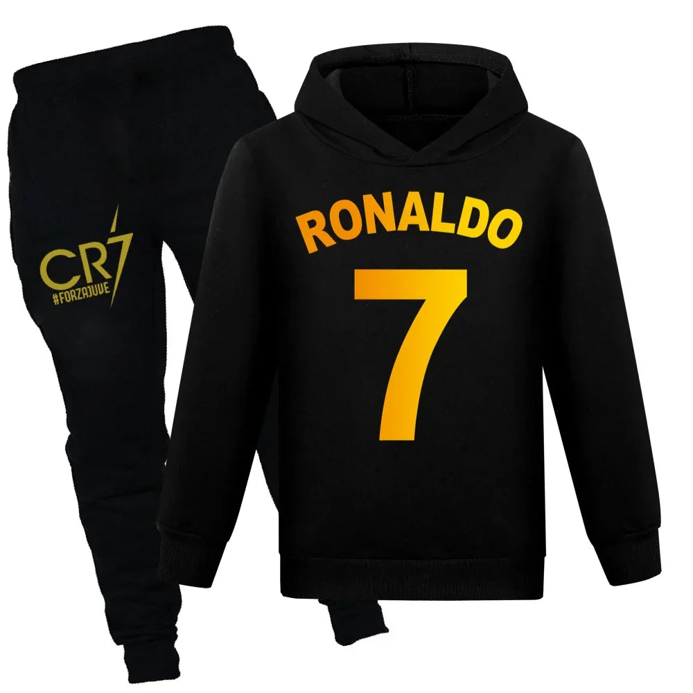 CR7 Series Clothes Kids Autumn Hooded Boys Summer T-shirt Girls Tracksuit Sportswear Hoodies and Pant Set  Children's Pajamas