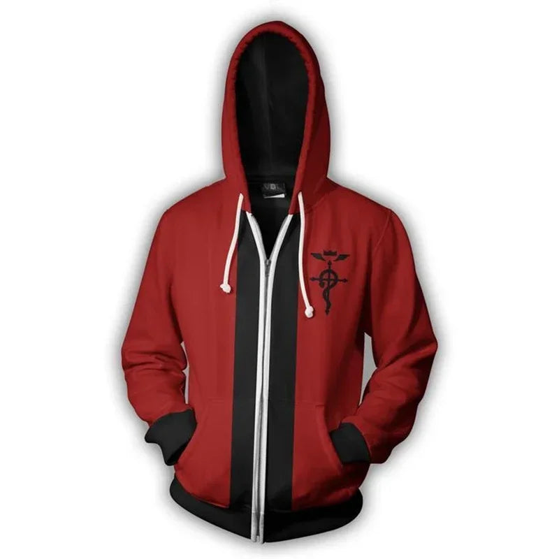 2025 New Fullmetal Alchemist Edward Elric's Autumn Zipper Jacket Hoodie Coat Anime Cosplay Sweatshirts Tracksuits Tops Cl ☆wrl☆