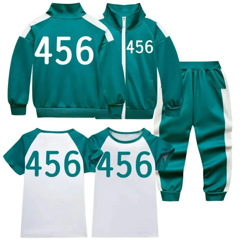 New 2025 Cossen Squid Player Seong Gi-hun Cosplay Costume 456 Tracksuit Calamari Disguise Halloween Clothes Men Women Kid eqs9X