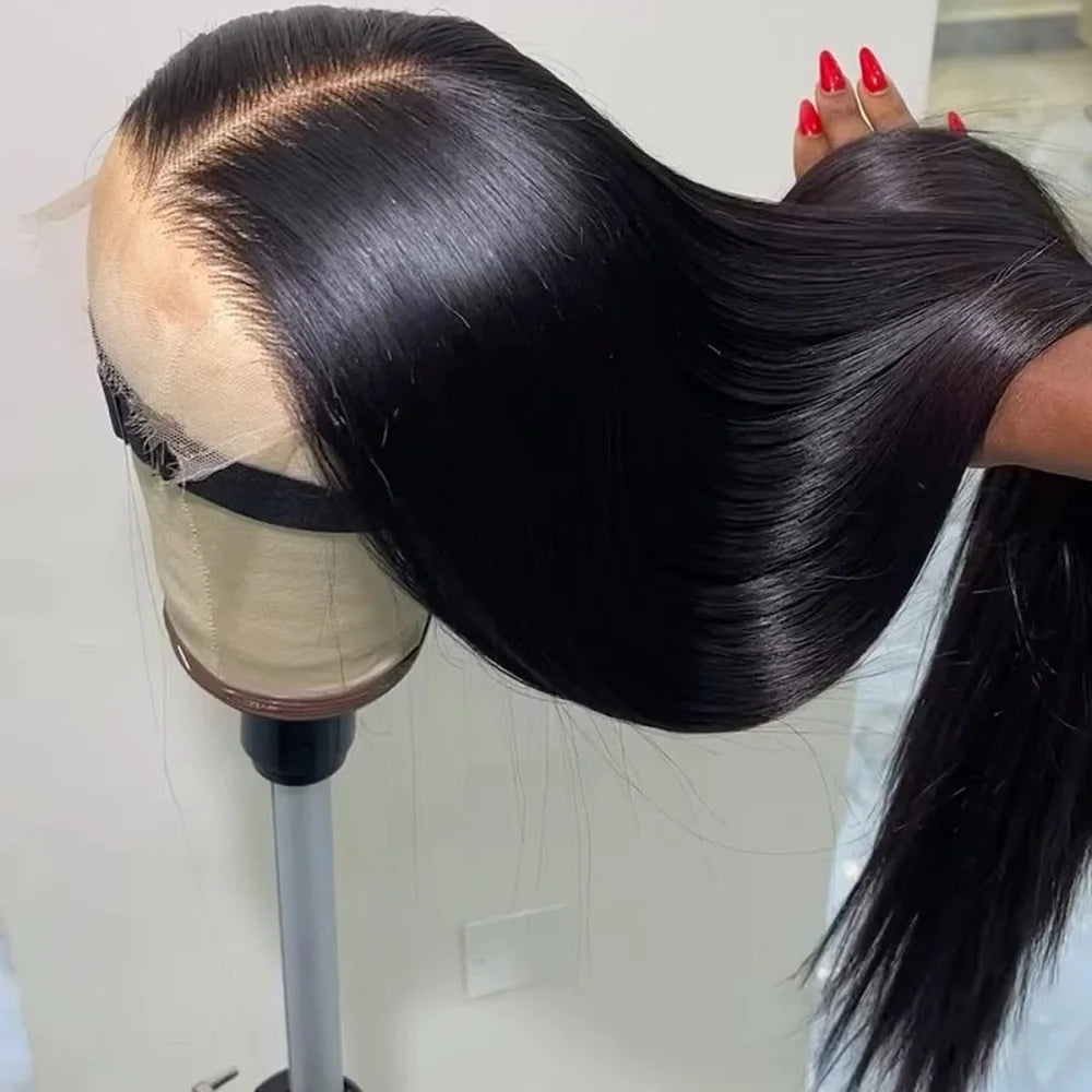 Stock Clearance 13x4 Transparent Lace Frontal Human Hair Wigs Straight Wig 200 Density Remy Pre Plucked Bleached Knots