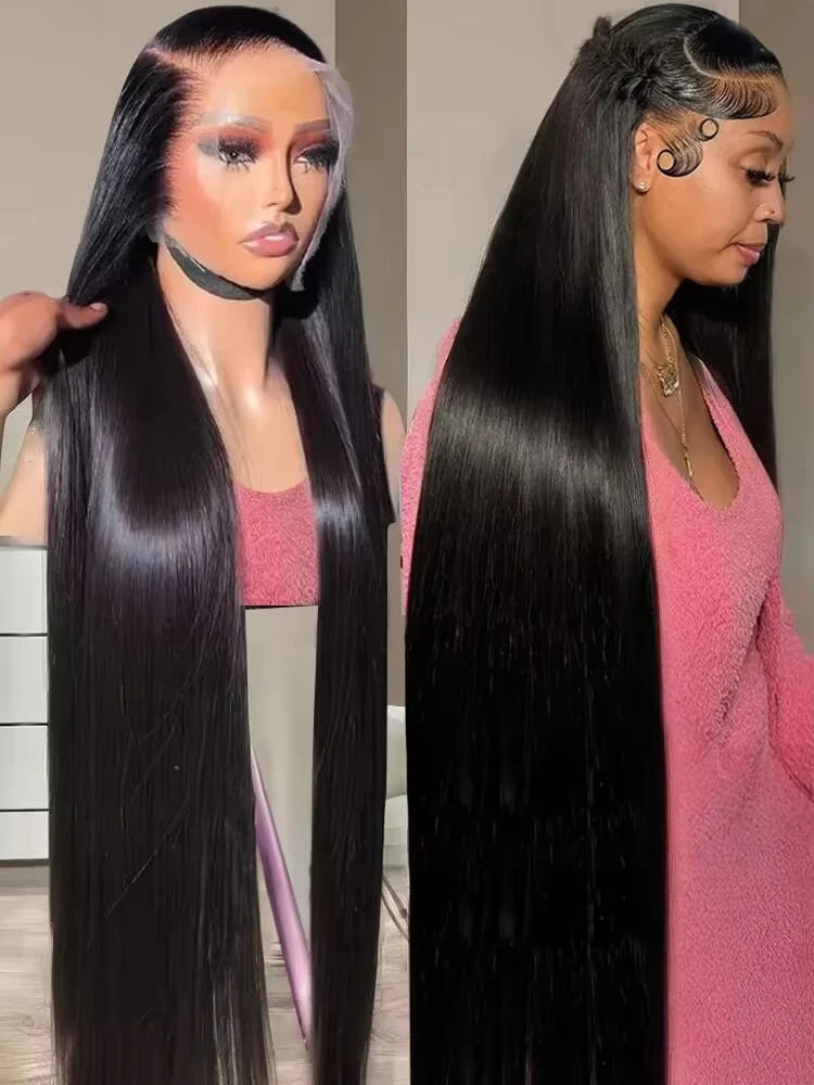 40 Inch 13x4 13x6 HD Transparent Bone Straight Lace Front Wigs High Density Straight Human Hair Wigs HD Transparent Lace Wig