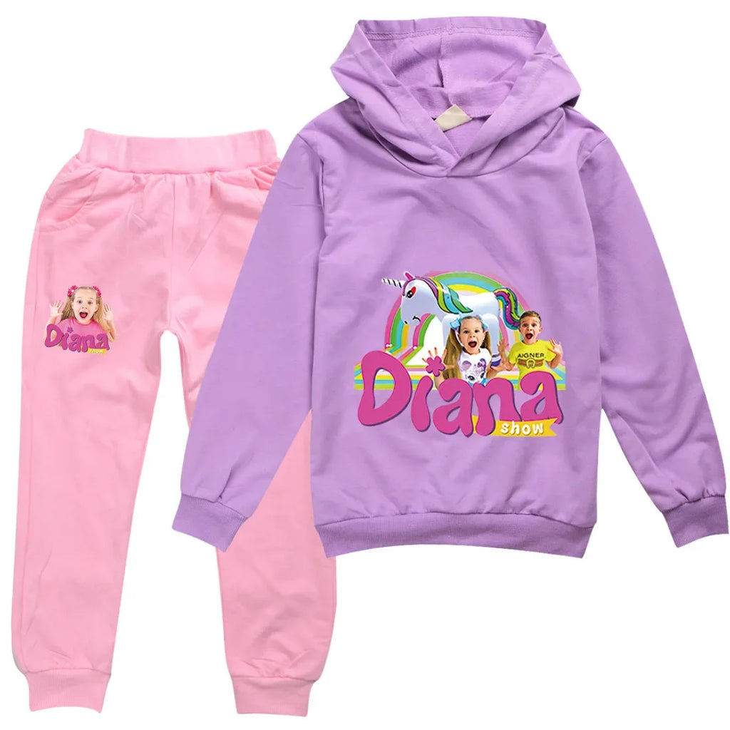AIAI 2025Diana and Roma Show Clothes Kids Autumn Clothing Baby Girls Cartoon Hoodies Pants Sets Toddler Boys Casual Tracksuit