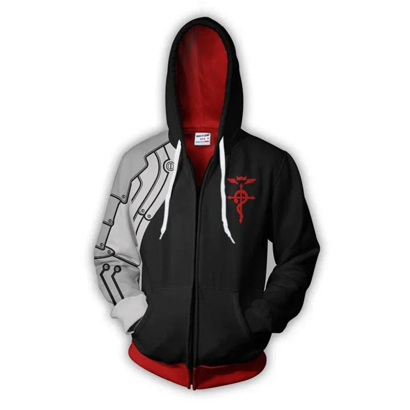 2025 New Fullmetal Alchemist Edward Elric's Autumn Zipper Jacket Hoodie Coat Anime Cosplay Sweatshirts Tracksuits Tops Cl ☆wrl☆