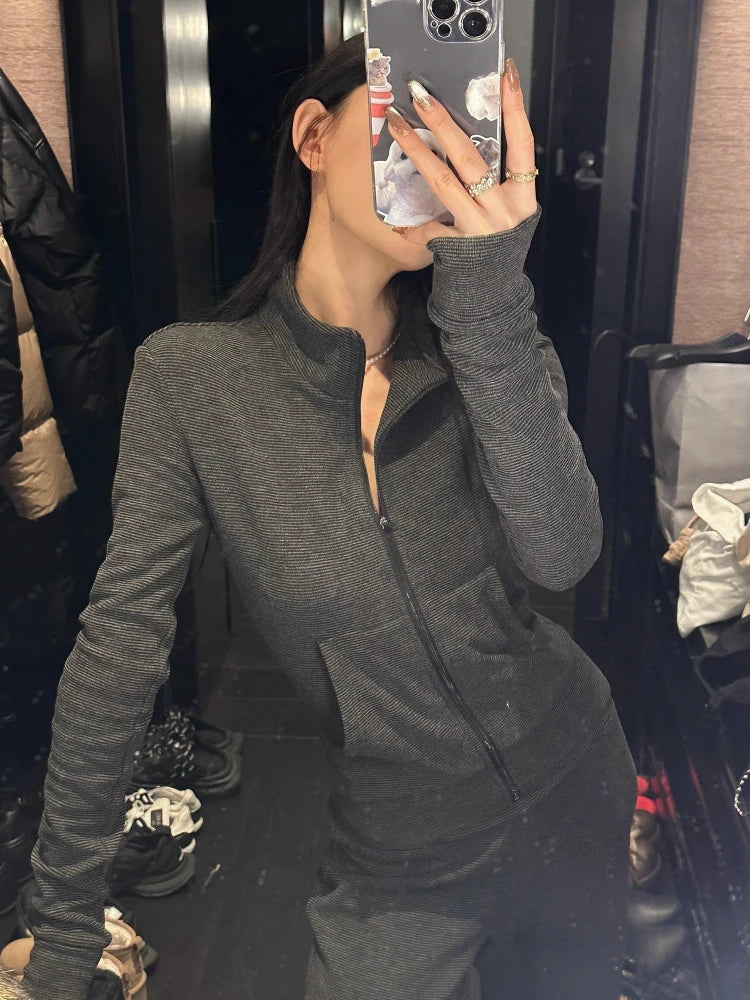 Tracksuits Sportwear Sets Skirt Women Winter V-neck Vintage 2 Piece Suits Pullover Knitted Pullover Skirt Korean Fashion